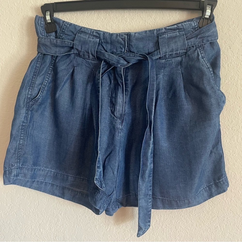 Max Jeans High Waist Blue Paperbag Tie-Waist Shorts